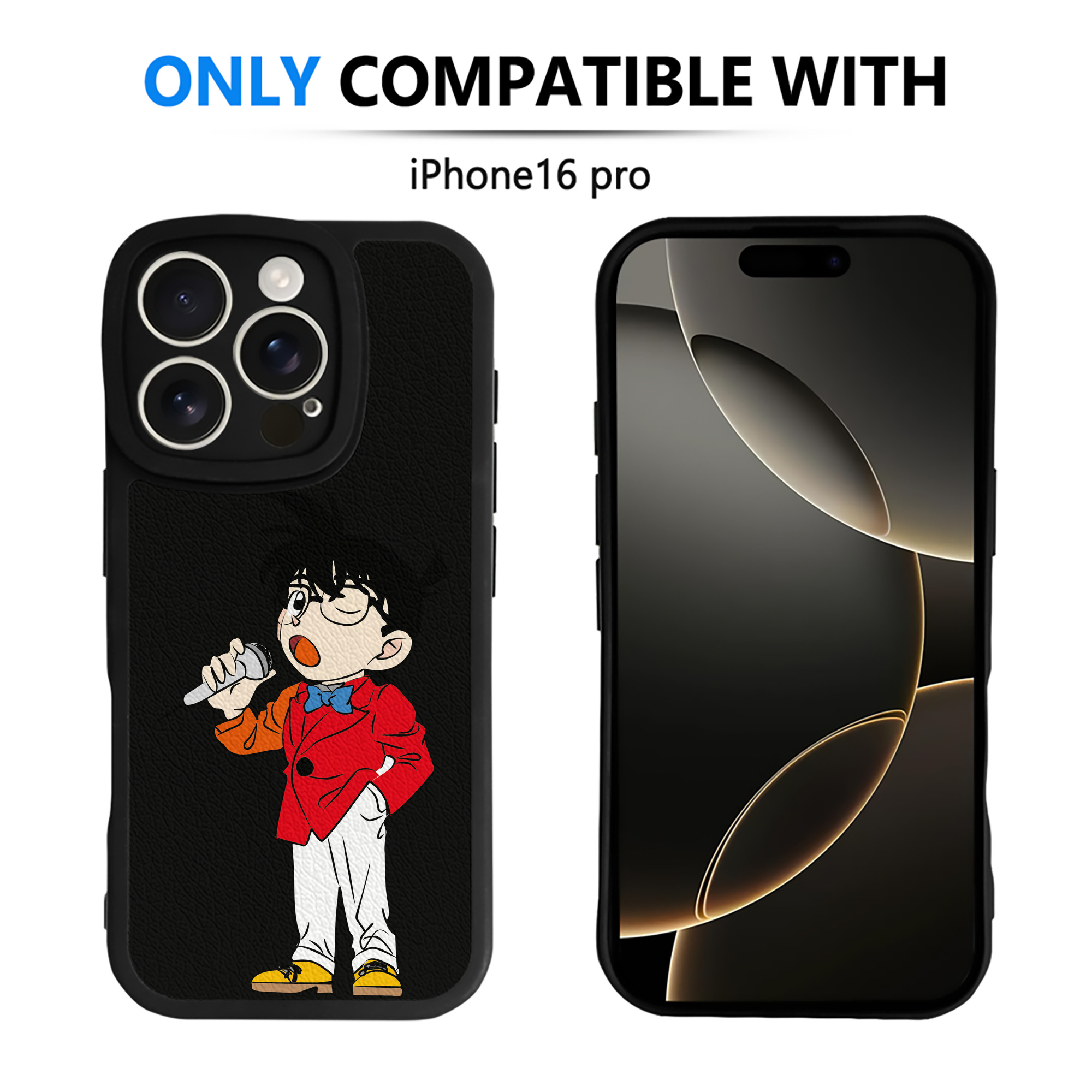 （画像用） 名探偵コナン 江戸川 コナン Detective Conan Conan Edogawa 【iPhone 16シリーズ対応】シリコンスマホケース（レザー調） 材質：シリコン